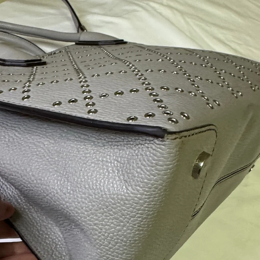 Michael Kors Studded Satchel Tote –‎ Gray Leather